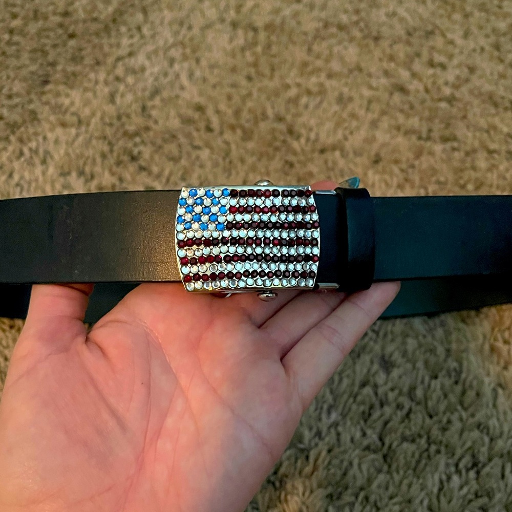 Express Rhinestone USA flag belt